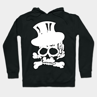 White Skull and Crossbones with Top Hat Hoodie